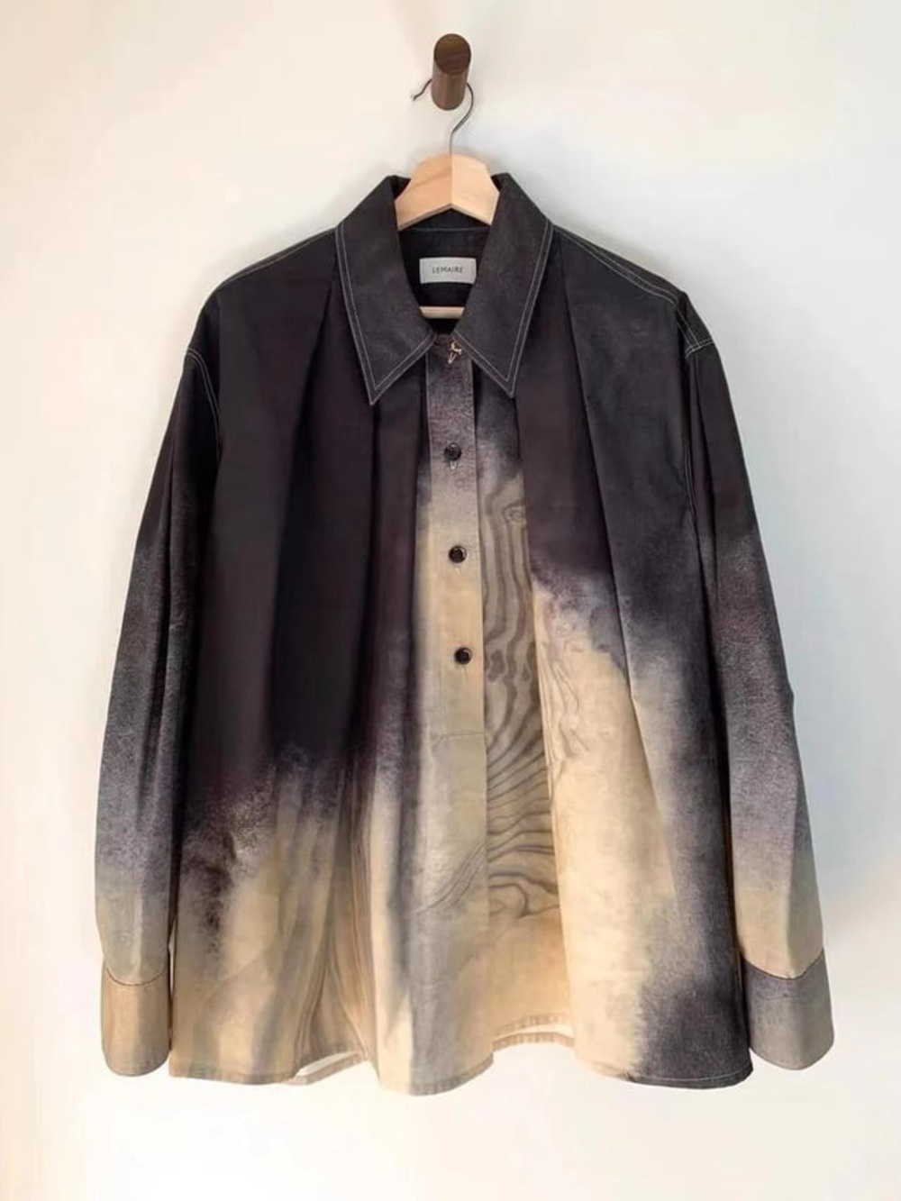 Lemaire AW21 Black and Cream Gradient Overshirt